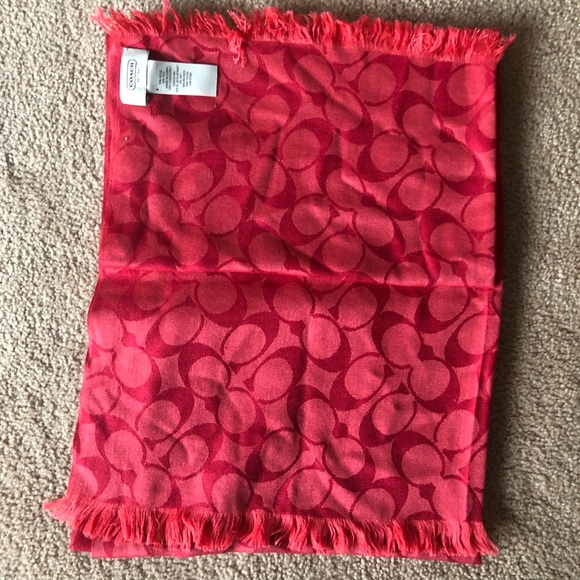 Coach Signature Stole in True Red - Picture 3 of 4